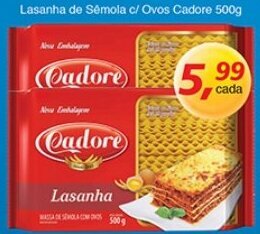 Supermercados Guanabara Lasanha de Semola c/ Ovos Cadore 500g oferta