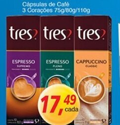 Supermercados Guanabara Capsulas de Cafe 3 Coracoe 75g/80g/110g oferta