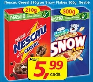 Supermercados Guanabara Nescau Cereal 210g ou Snow Flakes 300g Nestle oferta