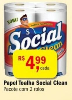 Ultrabox Papel Toalha Social Clean Pacote com 2 rolos oferta
