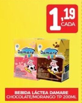 Fort Atacadista BEBIDA LÁCTEA DAMARE CHOCOLATE/MORANGO TP 200ML oferta