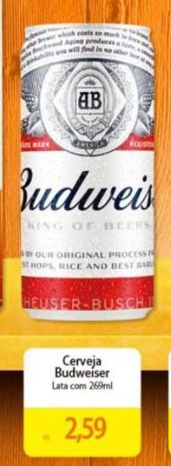 Atacadão Cerveja Budweiser Lata com 269ml oferta