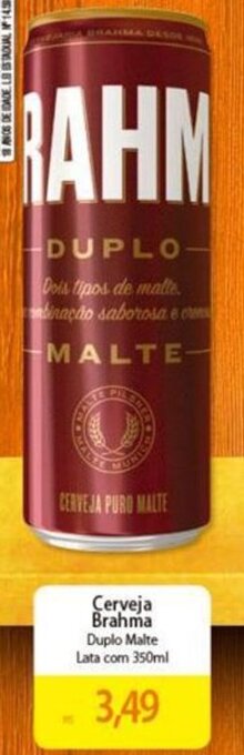 Cerveja Brahma Duplo Malte Lata com 350ml