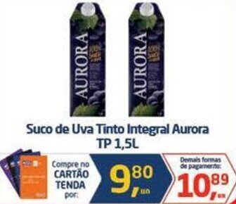 Tenda Atacado Suco de Uva Tinto Integral Aurora TP 1,5L oferta
