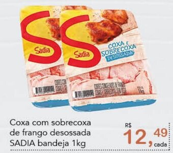 Cometa Supermercados Coxa com sobrecoxa de frango desossada SADIA bandeja 1kg oferta