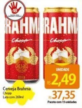 Atacadão Cerveja Brahma Chopp Lata com 269ml oferta
