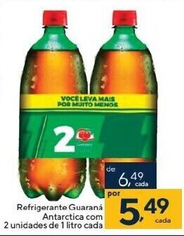 Coop Refrigerante Guaraná Antarctica com 2 unidades de 1 litro cada oferta