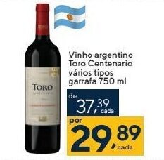 Vinho argentino Toro Centenario vários tipos garrafa 750 ml