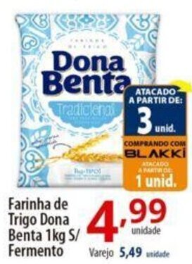 Akki Atacadista Farinha de Trigo Dona Benta 1kg s/ fermento oferta