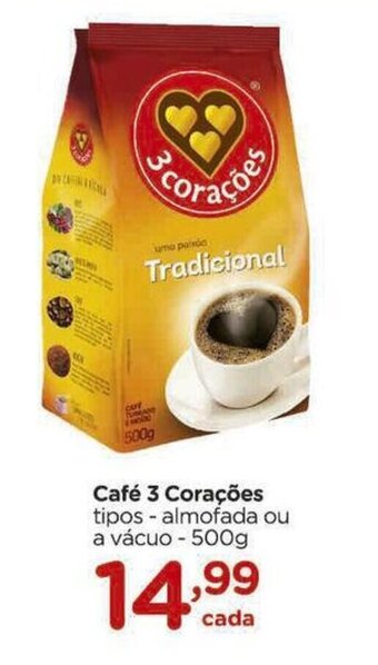 Carrefour Café 3 Corações tipos - almofada ou a vácuo - 500g oferta