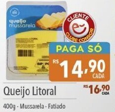 Supermercados Condor Queijo Litoral 400g - Mussarela - Fatiado oferta