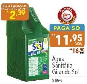 Supermercados Condor Água Sanitária Girando Sol 5 Litros oferta