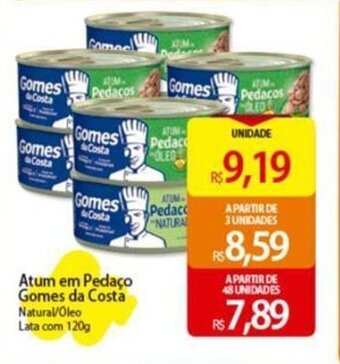 Atacadão Atum em Pedaço Gomes da Costa Natural/Oleo Lata com 120g oferta
