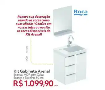 Telhanorte Kit Gabinete Arenal Branco Mdf Com Cuba Branca E Espelho Roca oferta