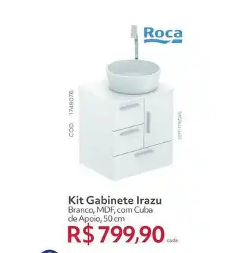 Telhanorte Kit Gabinete Irazu Branco Mdf Com Cuba De Apoio Roca oferta