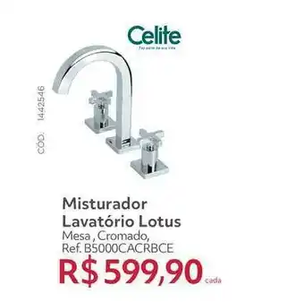 Misturador Lavatório Lotus Mesa Cromado Celite