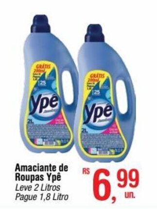 Fort Atacadista Amaciante de Roupas Ypê Leve 2 Litros Pague 1,8 Litro oferta