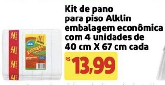 Extra Supermercado Kit de pano para piso Alklin embalagem econômica com 4 unidades de 40 cm X 67 cm cada oferta