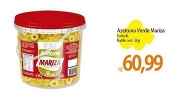 Atacadão Azeitona Verde Mariza Fatiada Balde com 2kg oferta