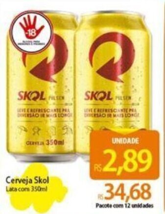Atacadão Cerveja Skol Lata com 350ml oferta