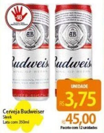 Atacadão Cerveja Budweiser Sleek Lata com 350ml oferta