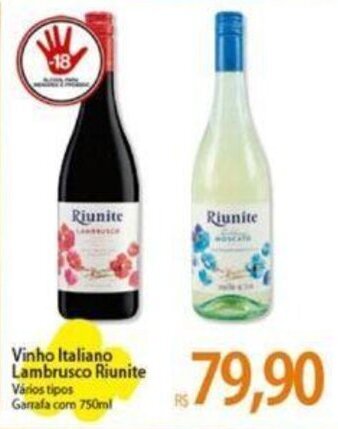 Atacadão Vinho Italiano Lambrusco Riunite Vários tipos Garrafa com 750ml oferta