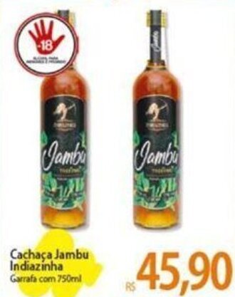 Atacadão Cachaça Jambu Indiazinha Garrafa com 750ml oferta