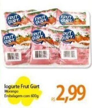 Atacadão logurte Frut Gurt Morango Embalagem com 600g oferta