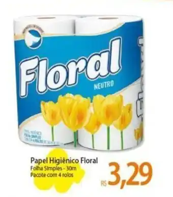 Atacadão Papel Higiênico Floral Folha Simples-30m Pacote com 4 rolos oferta