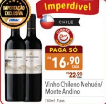Supermercados Condor Vinho Chileno Nehuén/ Monte Andino 750ml oferta