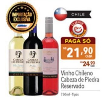 Supermercados Condor Vinho Chileno Cabeza de Piedra Reservado 750ml-Tipos oferta