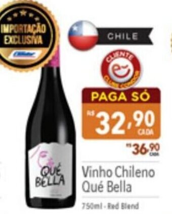 Supermercados Condor Vinho Chileno Qué Bella 750ml-Red Blend oferta