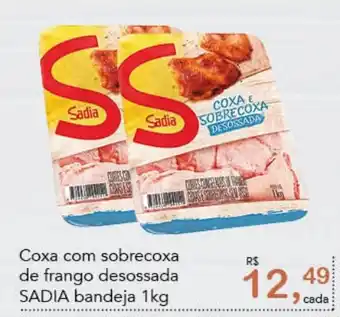 Cometa Supermercados Coxa com sobrecoxa de frango desossada SADIA bandeja 1kg oferta