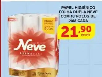 Roldão Papel higiênico folha dupla neve com 18 rolos de 20m cada oferta
