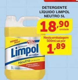 Roldão Detergente líquido limpol neutro 5l oferta