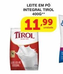 Roldão Leite em pó integral tirol 400g* oferta