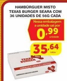 Roldão Hambúrguer misto texas burger seara com 36 unidades de 56g cada oferta