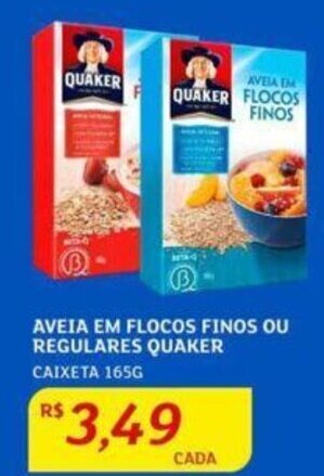 Assaí Atacadista AVEIA EM FLOCOS FINOS OU REGULARES QUAKER CAIXETA 165G oferta