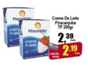 Higa's Supermercado Creme de Leite Piracanjuba TP 200g oferta