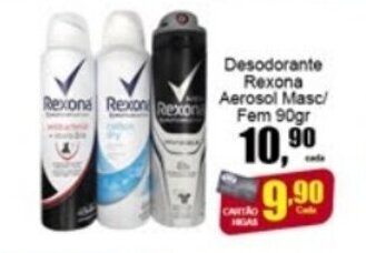 Higa's Supermercado Desodorante Rexona Aerosol Masc/ Fem 90g oferta