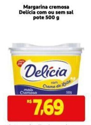Extra Supermercado Margarina cremosa Delícia com ou sem sal pote 500 g oferta