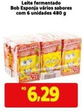 Extra Supermercado Leite fermentado Bob Esponja vários sabores com 6 unidades 480 g oferta