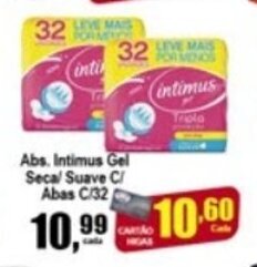 Higa's Supermercado Abs. Intimus Gel Seca/ Suave c/ Abas c/32 oferta