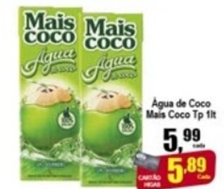 Higa's Supermercado Agua de Coco Mais Coco Tp 1L oferta
