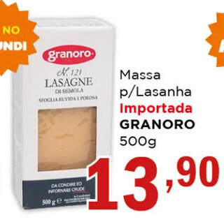 Supermercados Mundial Massa p/Lasanha Importada GRANORO 500g oferta