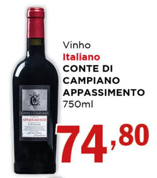 Supermercados Mundial Vinho Italiano CONTE DI CAMPIANO APPASSIMENTO 750ml oferta