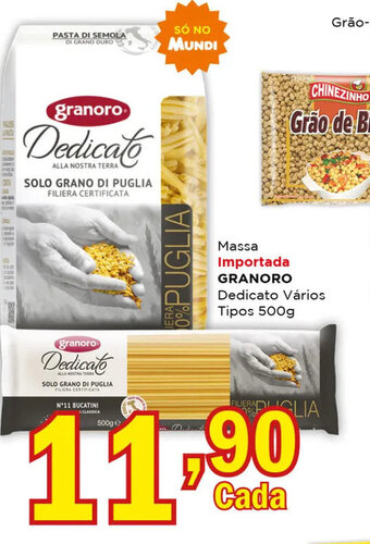 Supermercados Mundial Massa Importada GRANORO Dedicato Vários Tipos 500g oferta