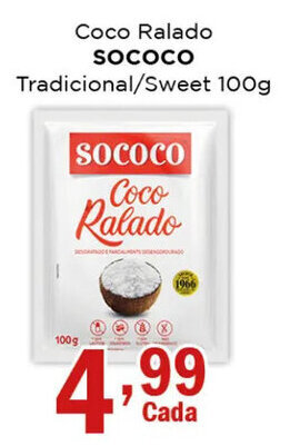 Supermercados Mundial Coco Ralado SOCOCO Tradicional/Sweet 100g oferta