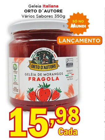 Supermercados Mundial Geleia Italiana ORTO D'AUTORE Vários Sabores 350g oferta
