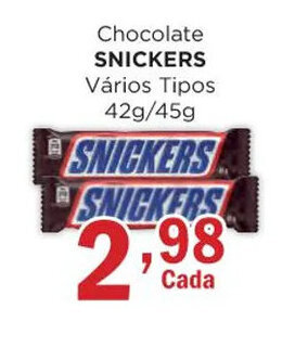 Supermercados Mundial Chocolate SNICKERS Vários Tipos 42g/45g oferta